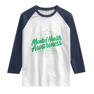 Mental Health Matters Awareness Raglan Shirt Support Squad Green Ribbon TS14 White Navy Print Your Wear