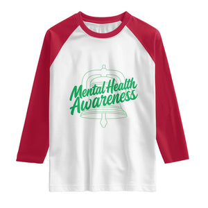 Mental Health Matters Awareness Raglan Shirt Support Squad Green Ribbon TS14 White Red Print Your Wear