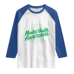 Mental Health Matters Awareness Raglan Shirt Support Squad Green Ribbon TS14 White Royal Print Your Wear