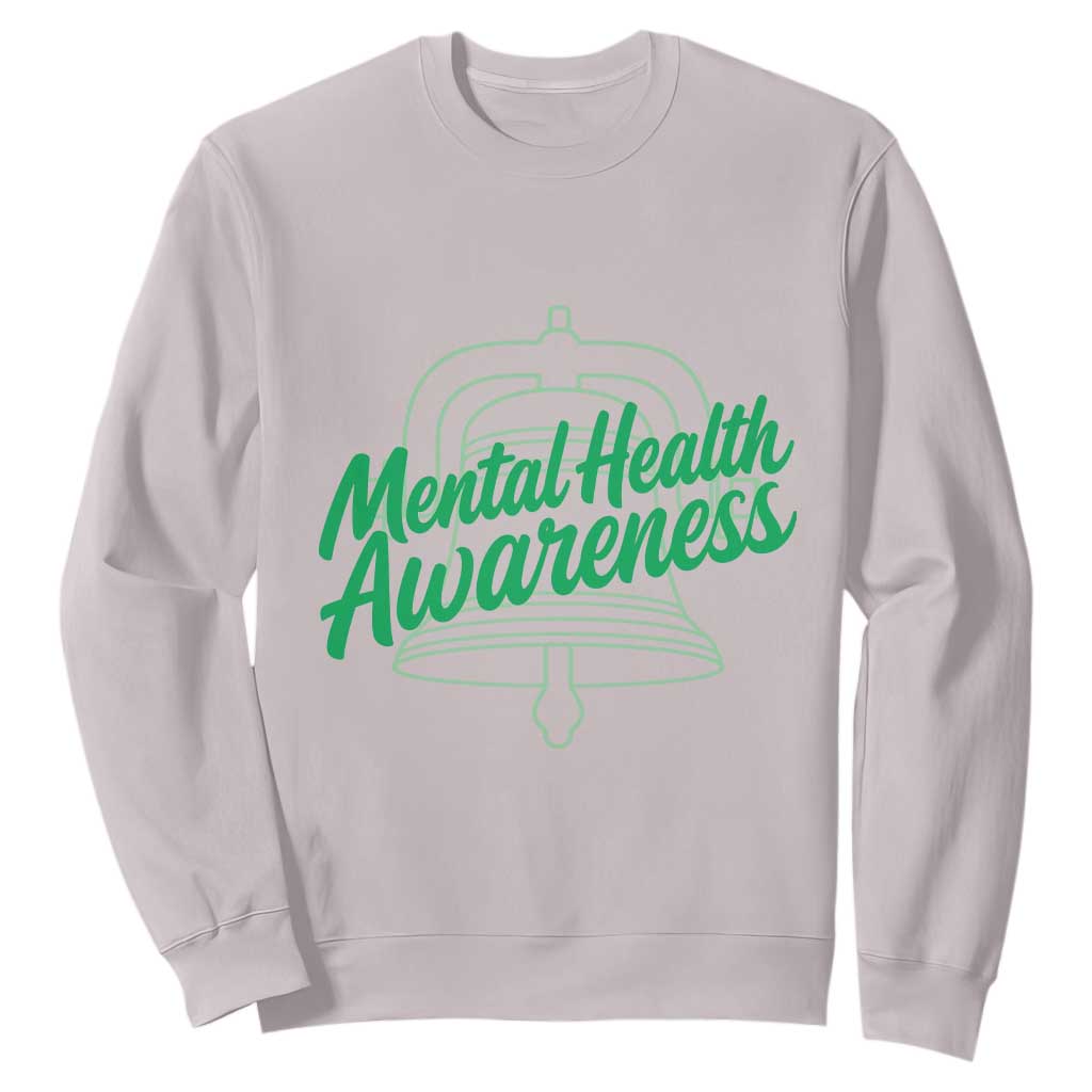 Mental Health Matters Awareness Sweatshirt Support Squad Green Ribbon TS14 Ice Gray Print Your Wear
