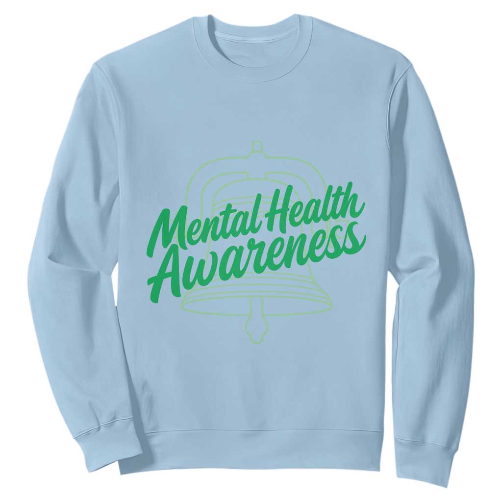 Mental Health Matters Awareness Sweatshirt Support Squad Green Ribbon TS14 Light Blue Print Your Wear