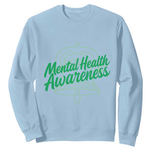 Mental Health Matters Awareness Sweatshirt Support Squad Green Ribbon TS14 Light Blue Print Your Wear