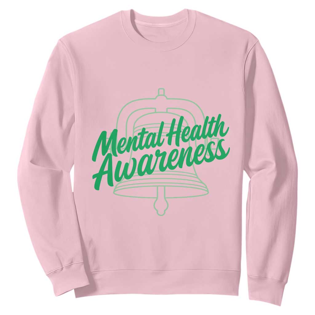 Mental Health Matters Awareness Sweatshirt Support Squad Green Ribbon TS14 Light Pink Print Your Wear