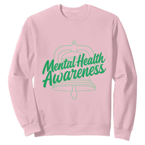 Mental Health Matters Awareness Sweatshirt Support Squad Green Ribbon TS14 Light Pink Print Your Wear