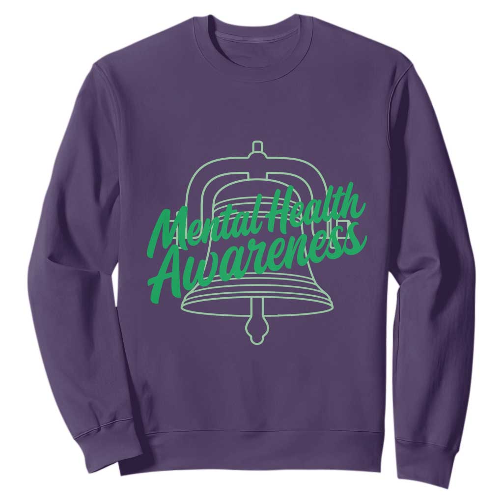Mental Health Matters Awareness Sweatshirt Support Squad Green Ribbon TS14 Purple Print Your Wear