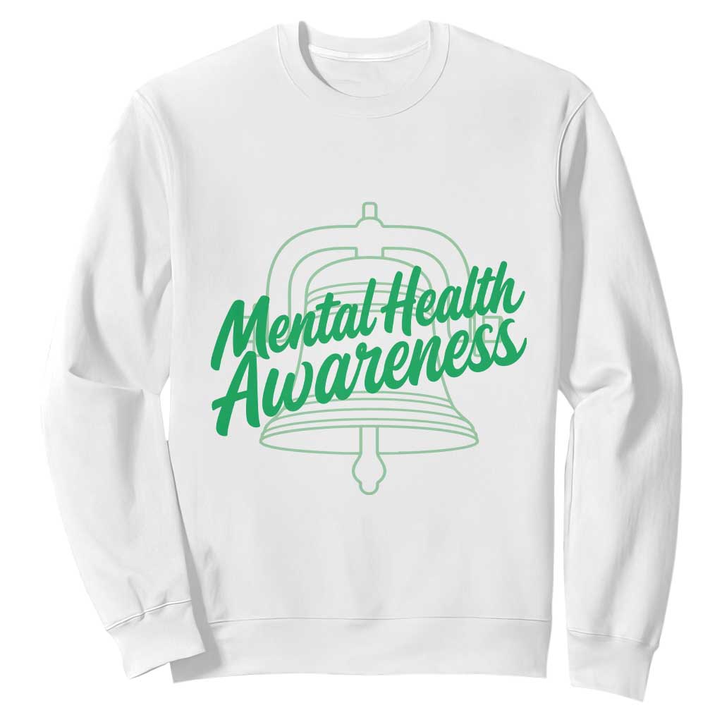 Mental Health Matters Awareness Sweatshirt Support Squad Green Ribbon TS14 White Print Your Wear