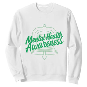 Mental Health Matters Awareness Sweatshirt Support Squad Green Ribbon TS14 White Print Your Wear