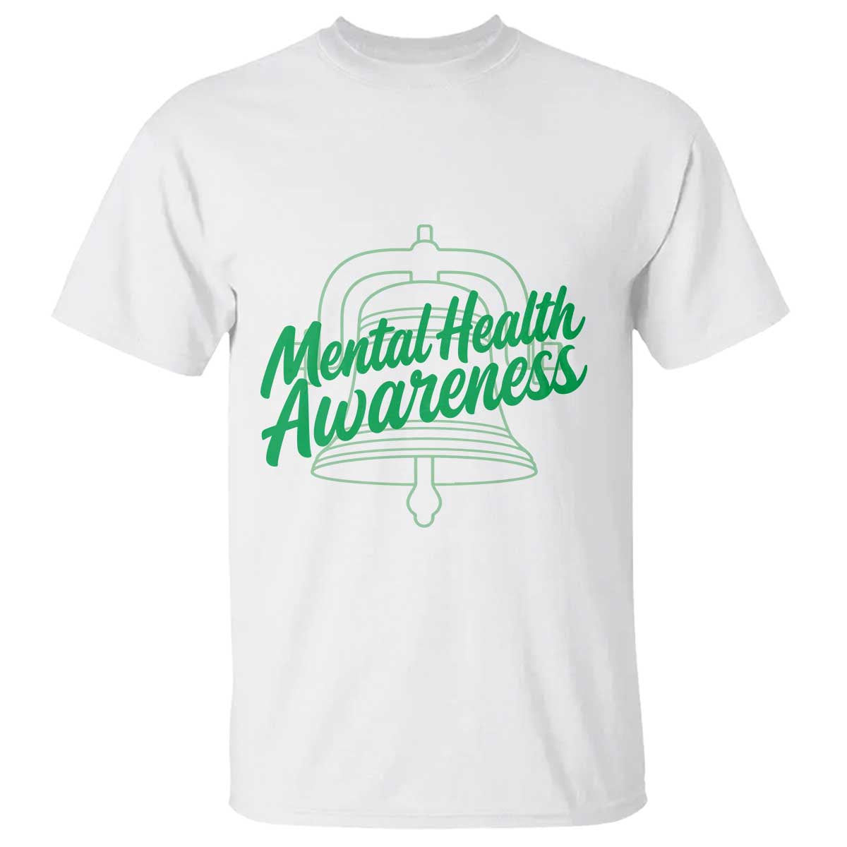 Mental Health Matters Awareness T Shirt Support Squad Green Ribbon TS14 White Print Your Wear