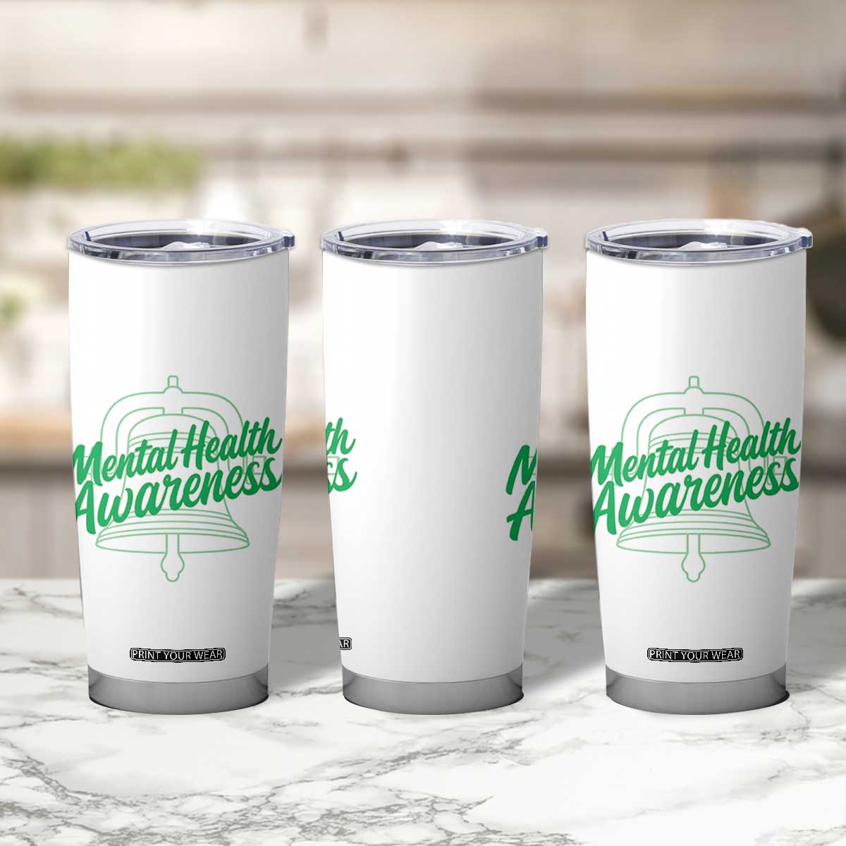 Mental Health Matters Awareness Tumbler Cup Support Squad Green Ribbon TS14 Print Your Wear