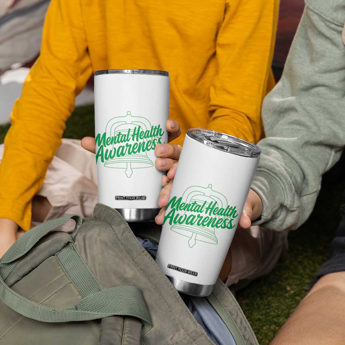 Mental Health Matters Awareness Tumbler Cup Support Squad Green Ribbon TS14 Print Your Wear