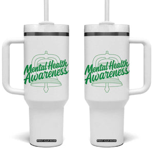 Mental Health Matters Awareness Tumbler With Handle Support Squad Green Ribbon TS14 One Size: 40 oz White Print Your Wear