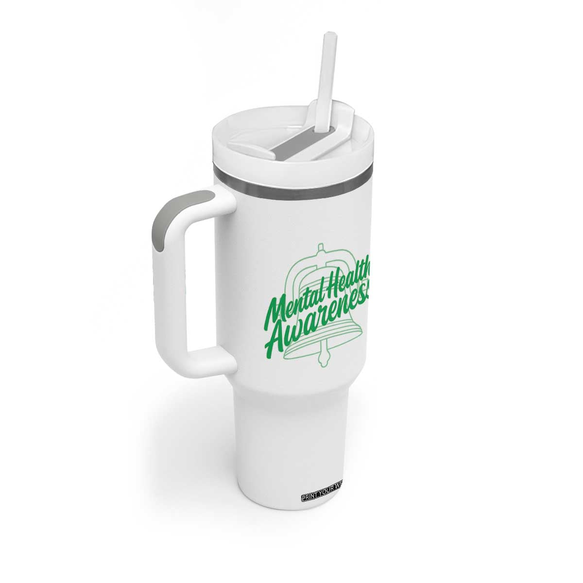 Mental Health Matters Awareness Tumbler With Handle Support Squad Green Ribbon TS14 Print Your Wear