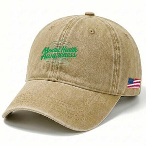 Mental Health Matters Awareness Washed Cotton Baseball Cap Support Squad Green Ribbon TS14 Print Your Wear