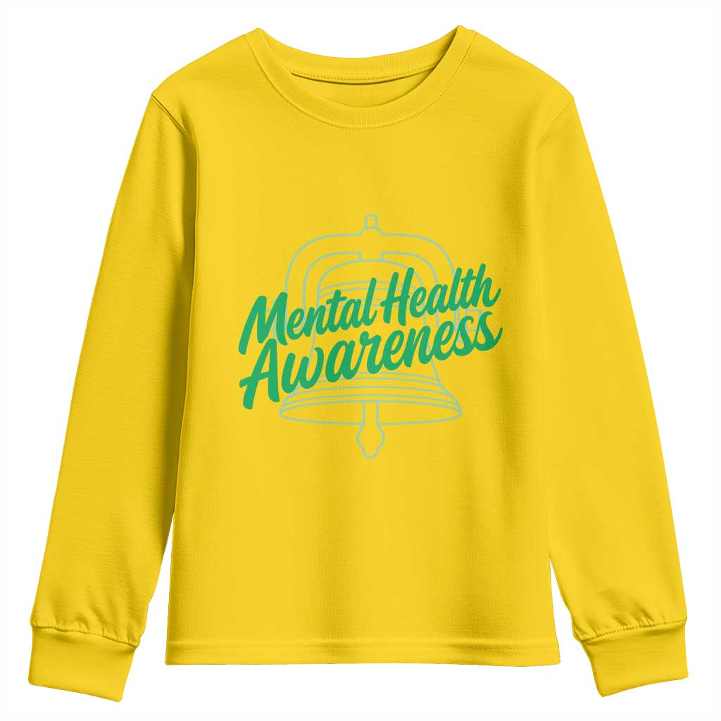 Mental Health Matters Awareness Youth Sweatshirt Support Squad Green Ribbon TS14 Daisy Print Your Wear