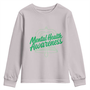 Mental Health Matters Awareness Youth Sweatshirt Support Squad Green Ribbon TS14 Ice Gray Print Your Wear