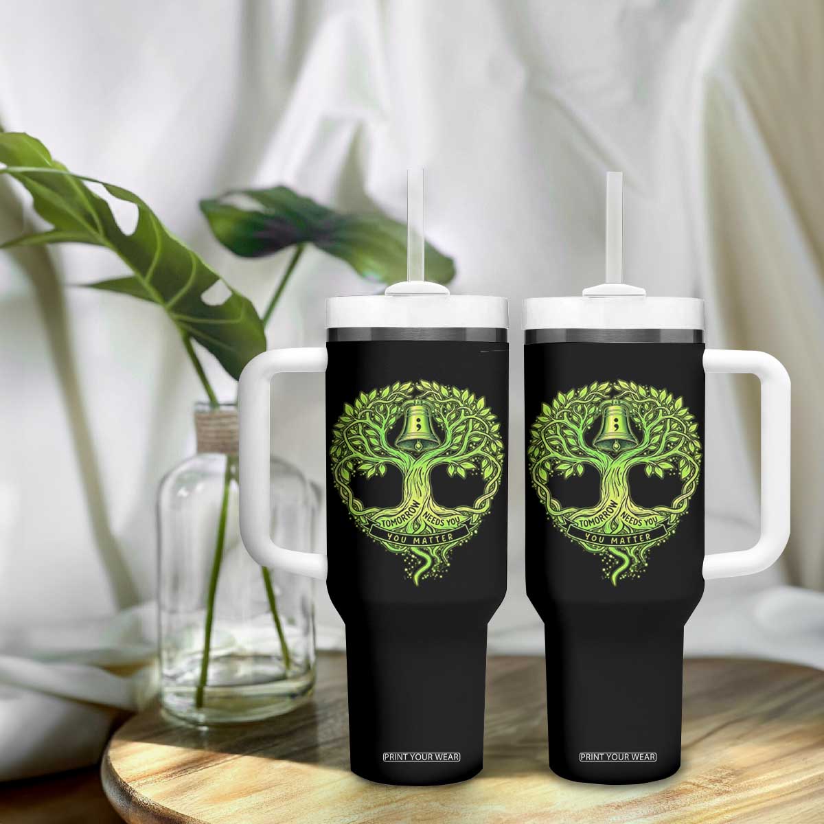 Mental Health Awarenes Tumbler With Handle Tomorrow Needs You You Matter TS14 Print Your Wear