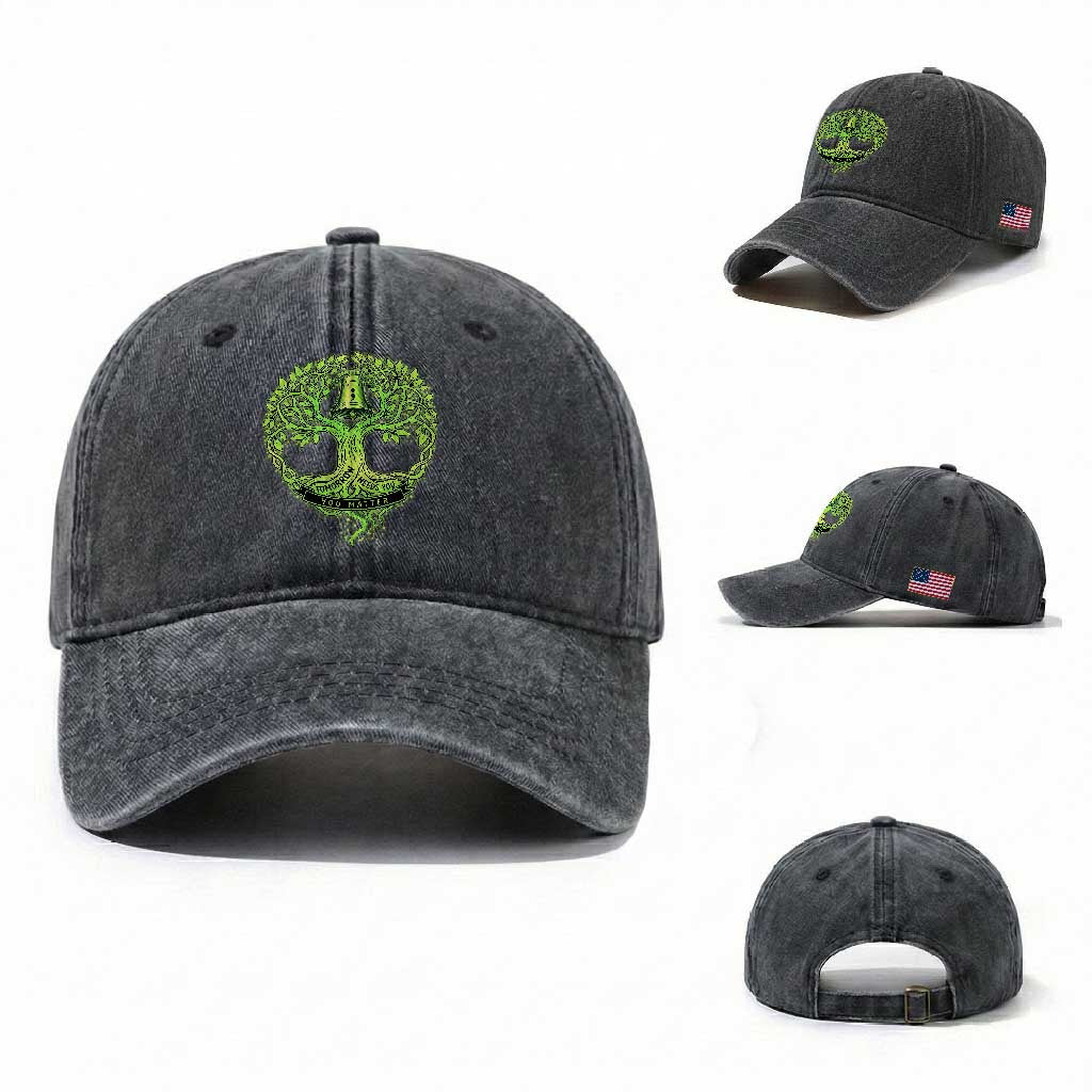 Mental Health Awarenes Washed Cotton Baseball Cap Tomorrow Needs You You Matter TS14 Washed Cap Universal Fit Dark Gray Print Your Wear