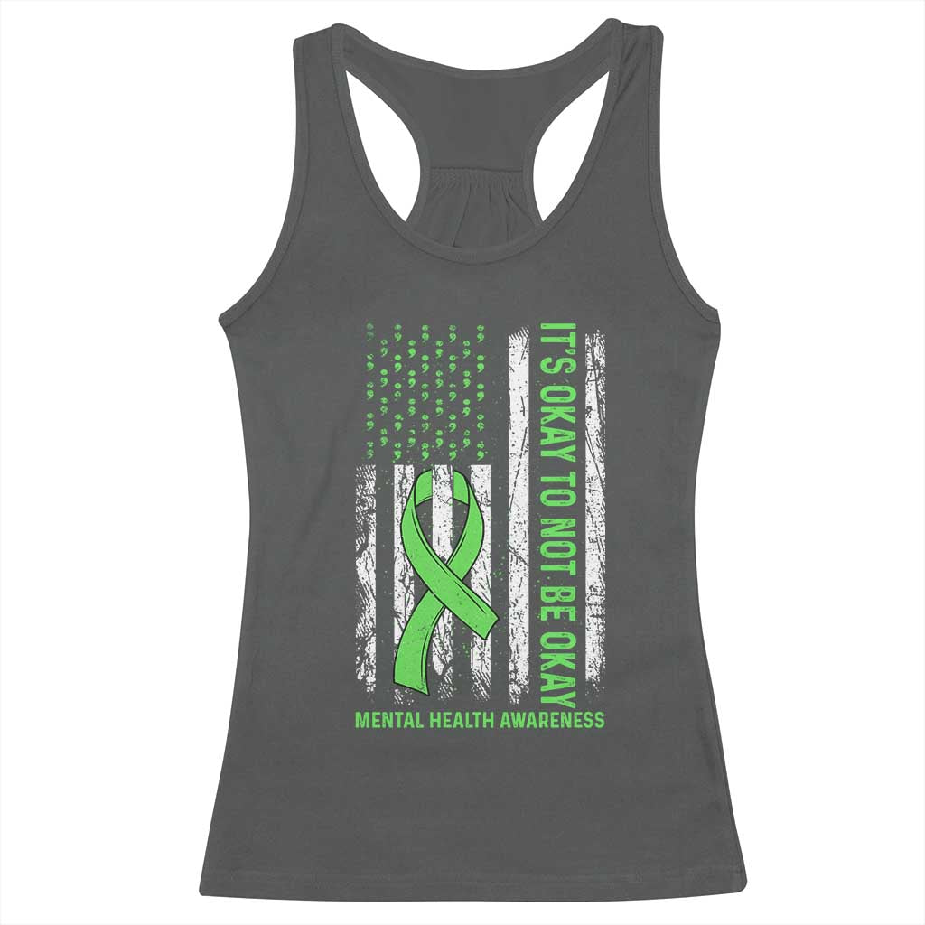 Mental Health Awarenes Racerback Tank Top It's Okay To Not Be Okay TS14 Dark Heather Print Your Wear