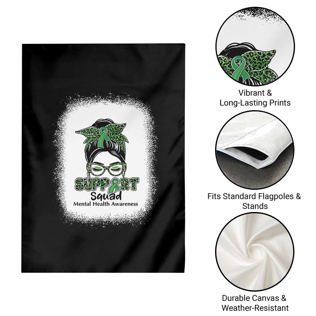 Mental Health Awarenes Garden Flag Messy Bun Green Ribbon Support TS14 Print Your Wear