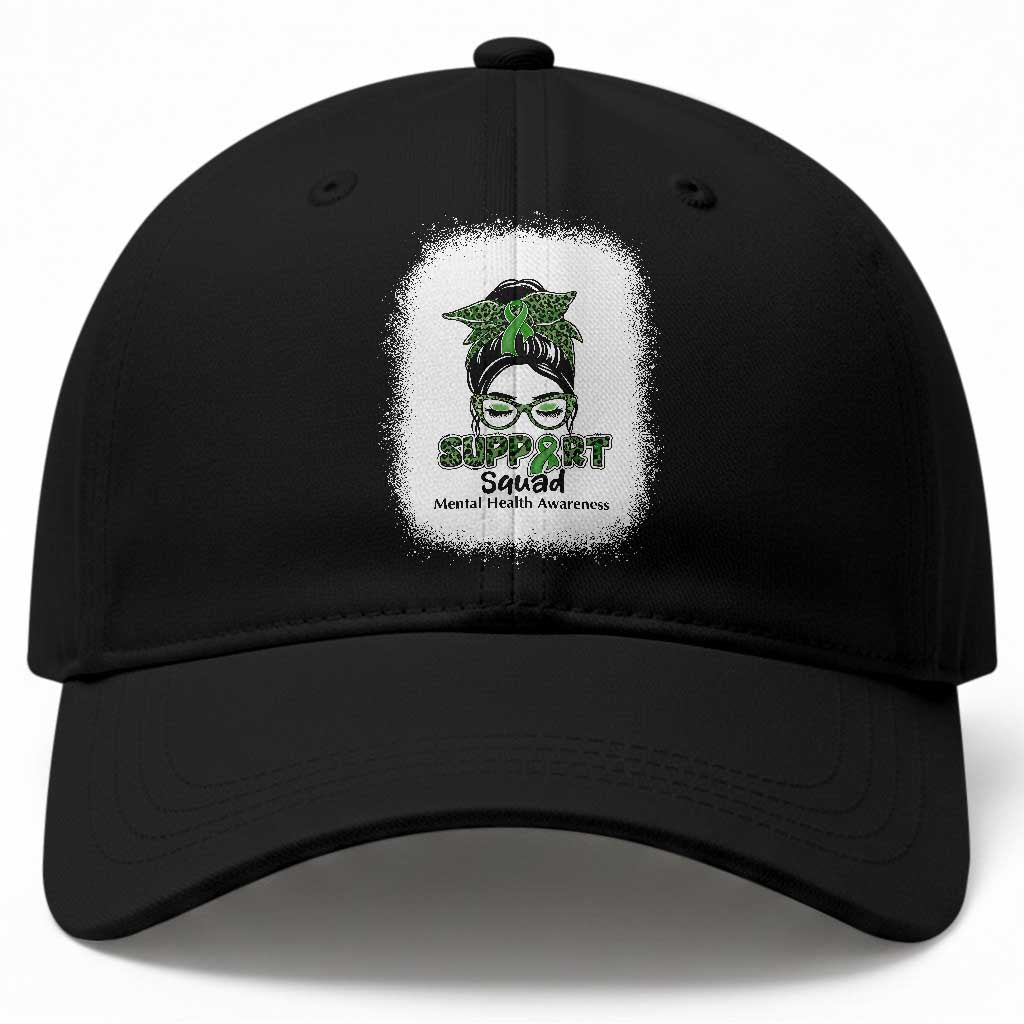 Mental Health Awarenes Baseball Cap Messy Bun Green Ribbon Support TS14 Print Your Wear