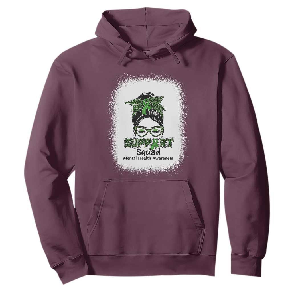 Mental Health Awarenes Hoodie Messy Bun Green Ribbon Support TS14 Maroon Print Your Wear