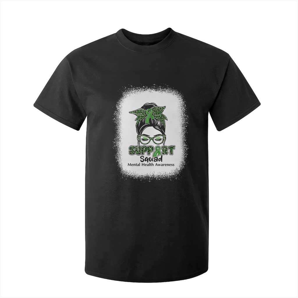 Mental Health Awarenes T Shirt For Kid Messy Bun Green Ribbon Support TS14 Black Print Your Wear
