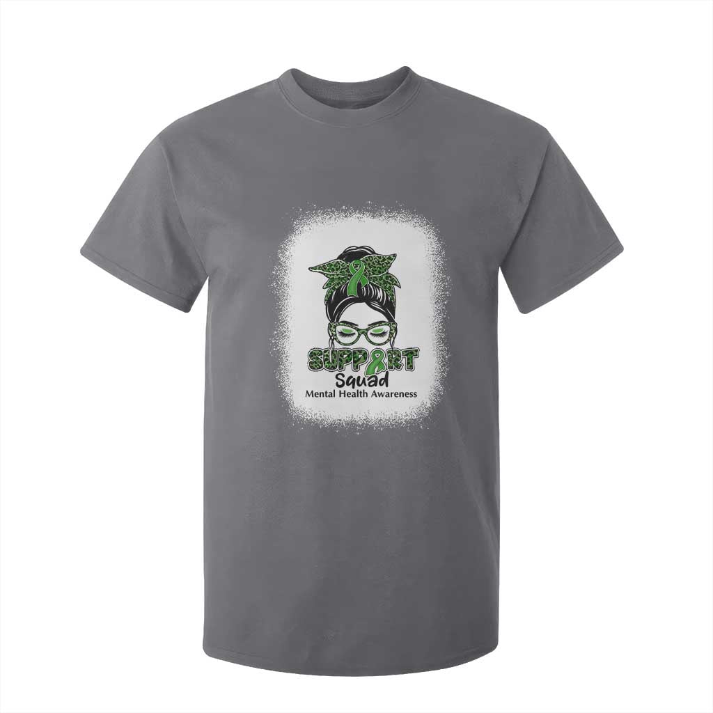 Mental Health Awarenes T Shirt For Kid Messy Bun Green Ribbon Support TS14 Charcoal Print Your Wear