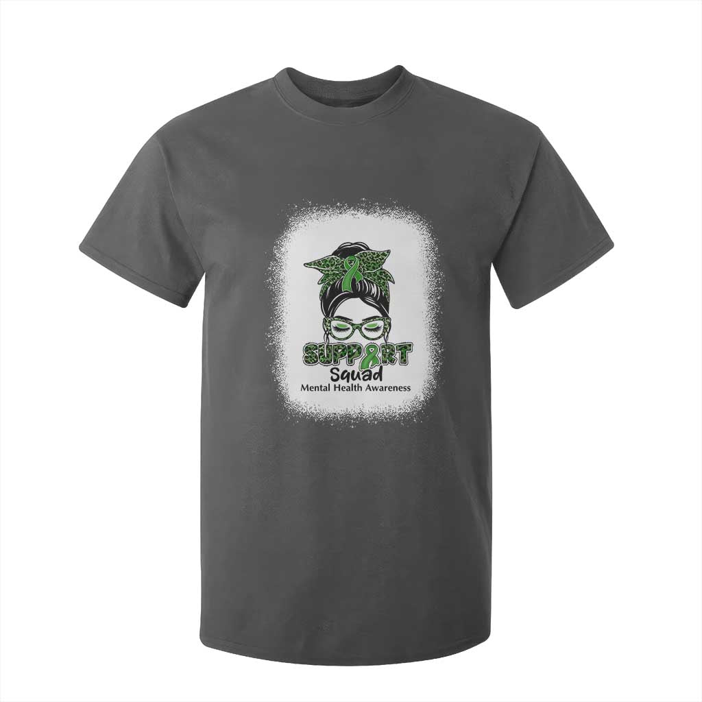 Mental Health Awarenes T Shirt For Kid Messy Bun Green Ribbon Support TS14 Dark Heather Print Your Wear