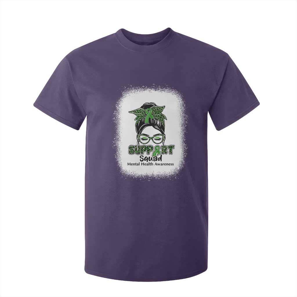 Mental Health Awarenes T Shirt For Kid Messy Bun Green Ribbon Support TS14 Purple Print Your Wear