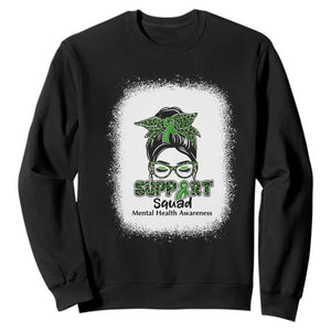 Mental Health Awarenes Sweatshirt Messy Bun Green Ribbon Support TS14 Black Print Your Wear