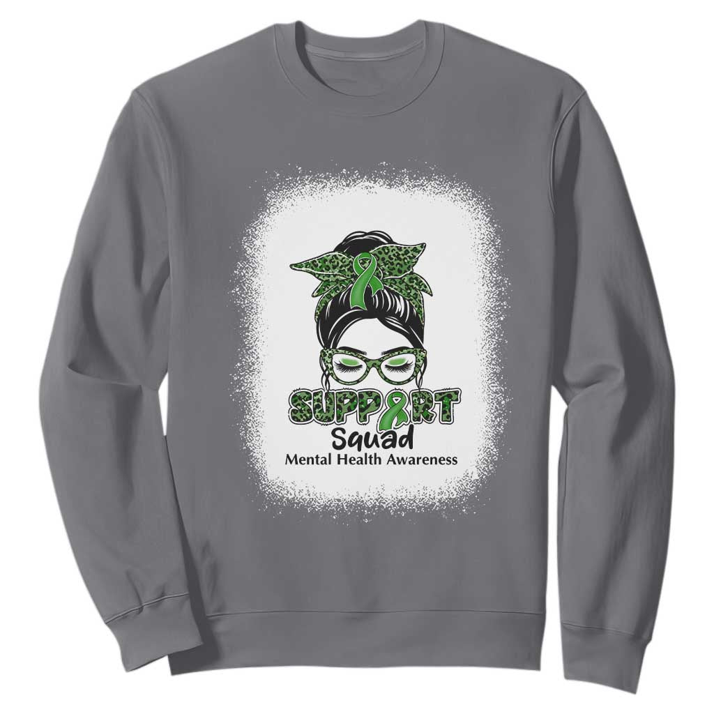 Mental Health Awarenes Sweatshirt Messy Bun Green Ribbon Support TS14 Charcoal Print Your Wear