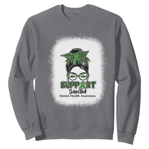 Mental Health Awarenes Sweatshirt Messy Bun Green Ribbon Support TS14 Charcoal Print Your Wear