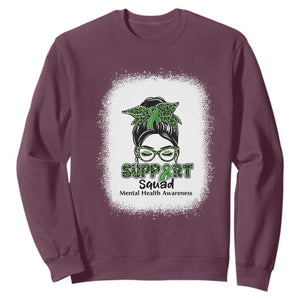 Mental Health Awarenes Sweatshirt Messy Bun Green Ribbon Support TS14 Maroon Print Your Wear