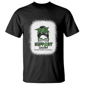 Mental Health Awarenes T Shirt Messy Bun Green Ribbon Support TS14 Black Print Your Wear