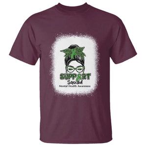 Mental Health Awarenes T Shirt Messy Bun Green Ribbon Support TS14 Maroon Print Your Wear