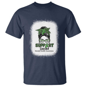 Mental Health Awarenes T Shirt Messy Bun Green Ribbon Support TS14 Navy Print Your Wear