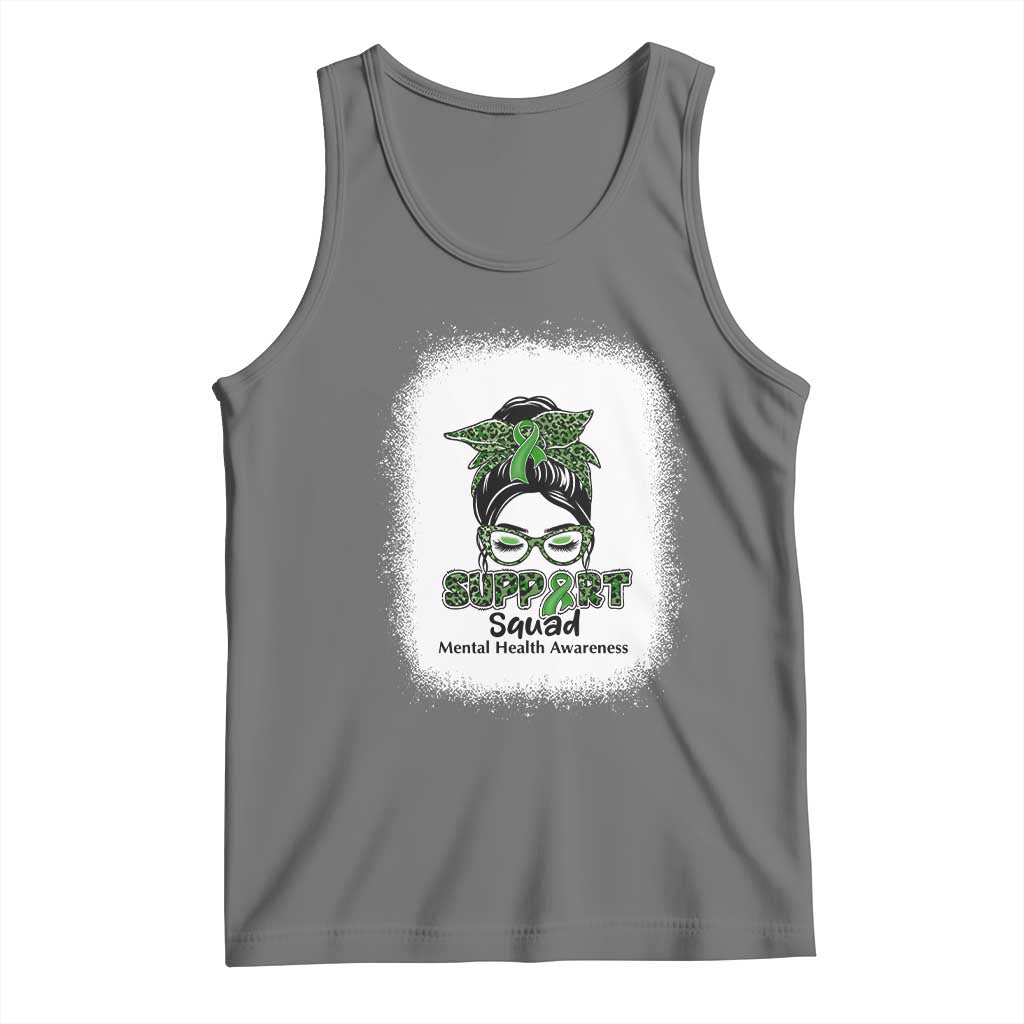Mental Health Awarenes Tank Top Messy Bun Green Ribbon Support TS14 Black Heather Print Your Wear
