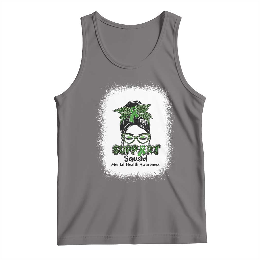 Mental Health Awarenes Tank Top Messy Bun Green Ribbon Support TS14 Deep Heather Print Your Wear