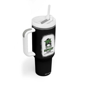 Mental Health Awarenes Tumbler With Handle Messy Bun Green Ribbon Support TS14 Print Your Wear