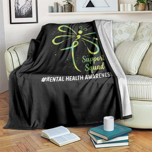 Mental Health Awarenes Throw Blanket Support Squad Green Ribbon TS14 Print Your Wear