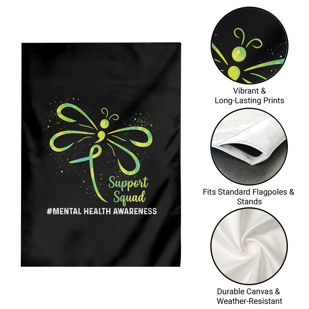 Mental Health Awarenes Garden Flag Support Squad Green Ribbon TS14 Print Your Wear