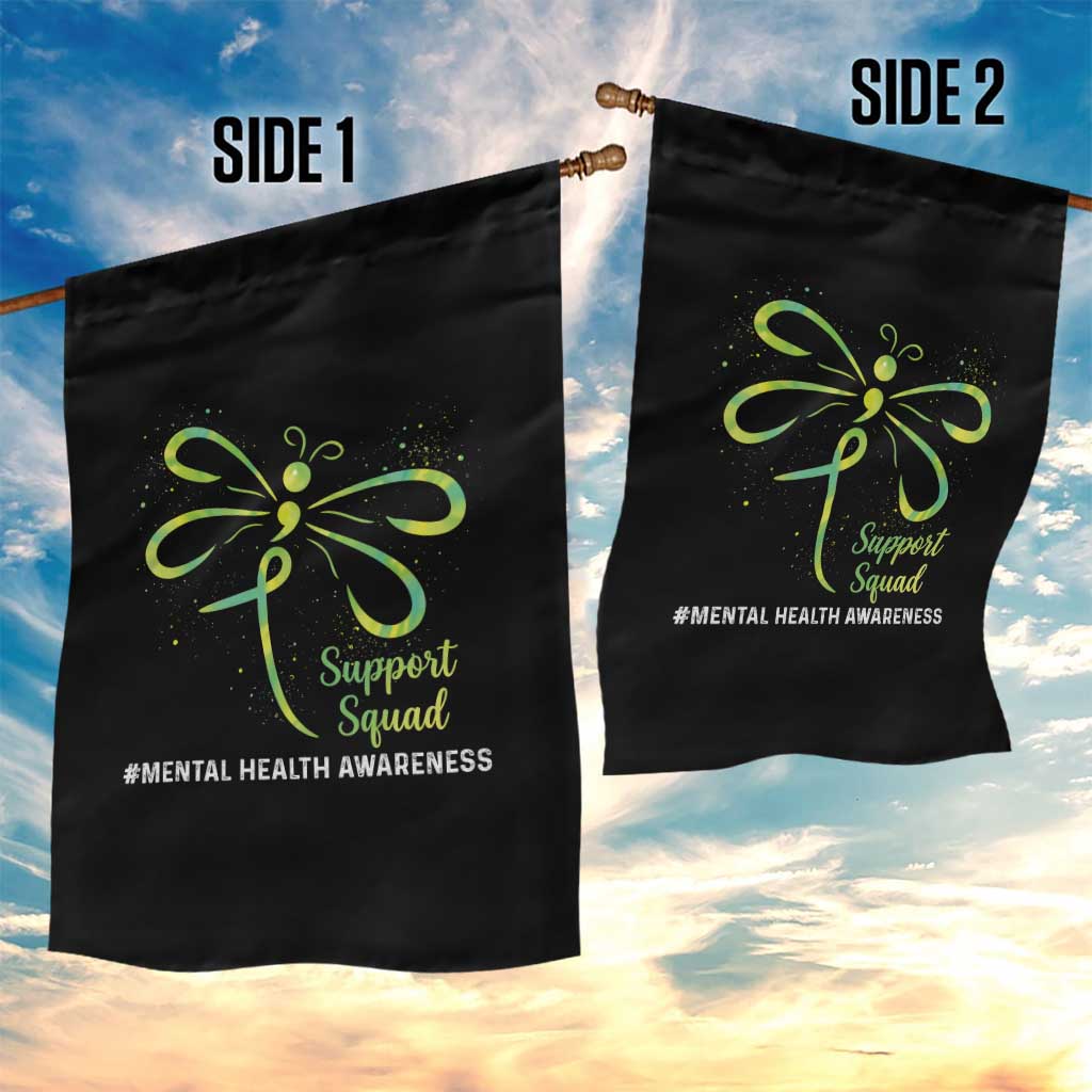 Mental Health Awarenes Garden Flag Support Squad Green Ribbon TS14 Print Your Wear