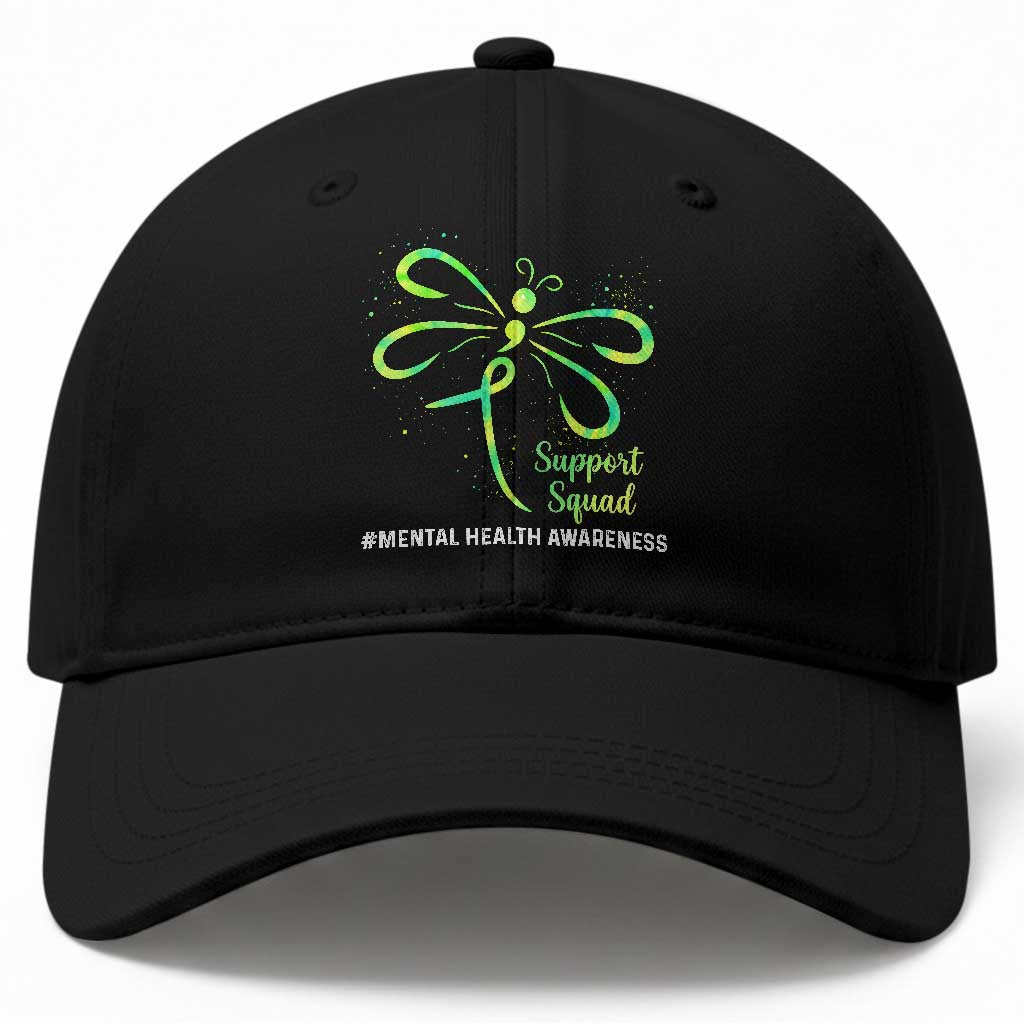 Mental Health Awarenes Baseball Cap Support Squad Green Ribbon TS14 Print Your Wear