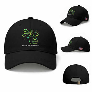 Mental Health Awarenes Baseball Cap Support Squad Green Ribbon TS14 Baseball Cap Universal Fit Black Print Your Wear