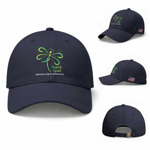 Mental Health Awarenes Baseball Cap Support Squad Green Ribbon TS14 Baseball Cap Universal Fit Navy Print Your Wear