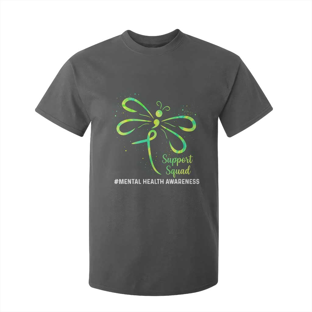Mental Health Awarenes T Shirt For Kid Support Squad Green Ribbon TS14 Dark Heather Print Your Wear