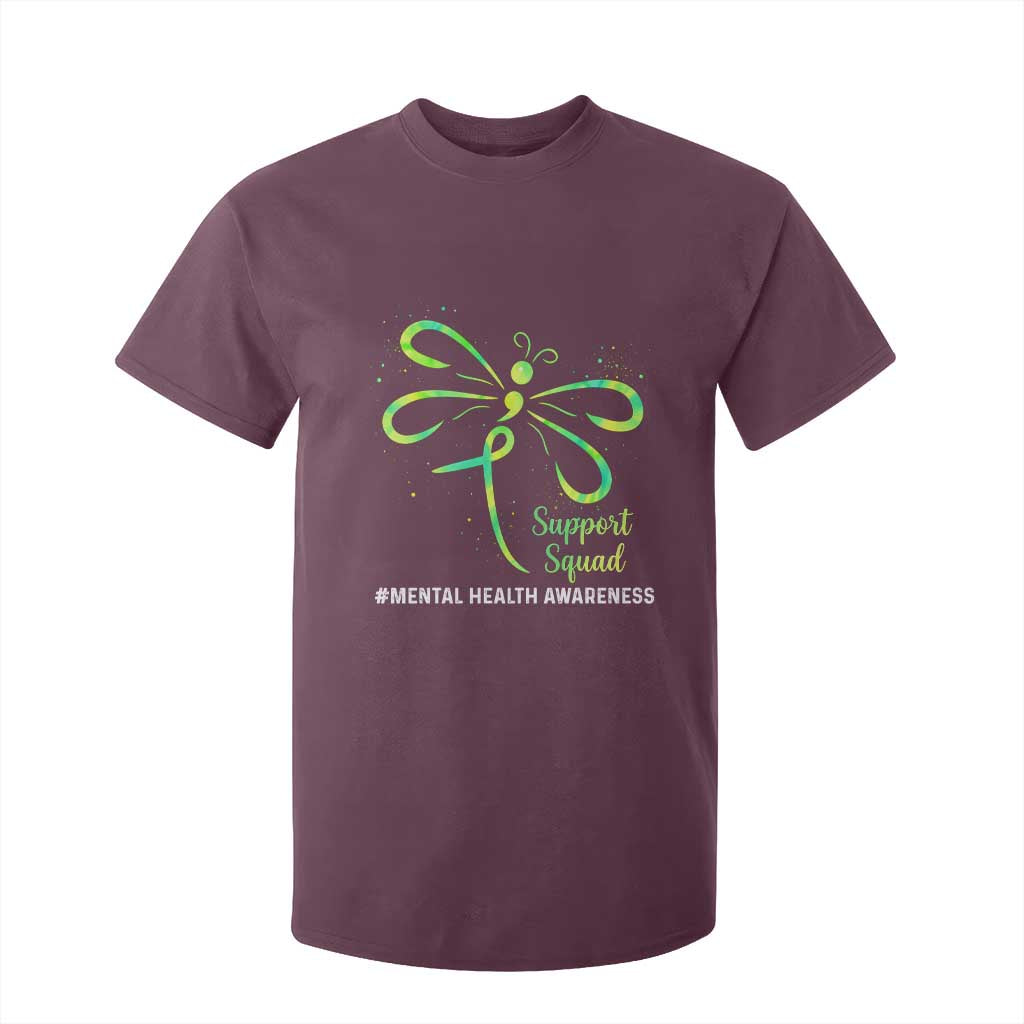 Mental Health Awarenes T Shirt For Kid Support Squad Green Ribbon TS14 Maroon Print Your Wear