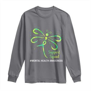 Mental Health Awarenes Long Sleeve Shirt Support Squad Green Ribbon TS14 Charcoal Print Your Wear