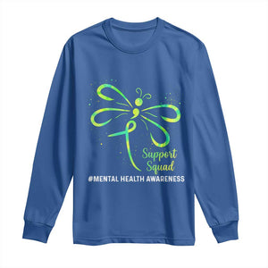Mental Health Awarenes Long Sleeve Shirt Support Squad Green Ribbon TS14 Royal Blue Print Your Wear