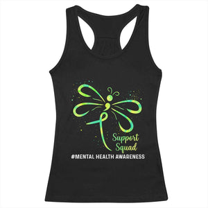 Mental Health Awarenes Racerback Tank Top Support Squad Green Ribbon TS14 Black Print Your Wear